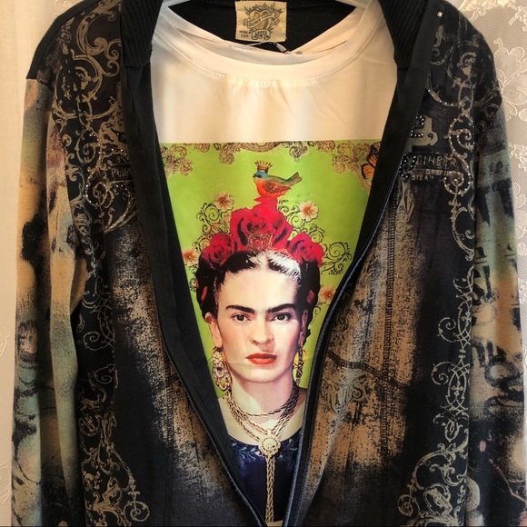 🌸HOST PICK🌸SKINNY MINNIE*NWOT Embellished Zip-Up - Picture 2 of 8
